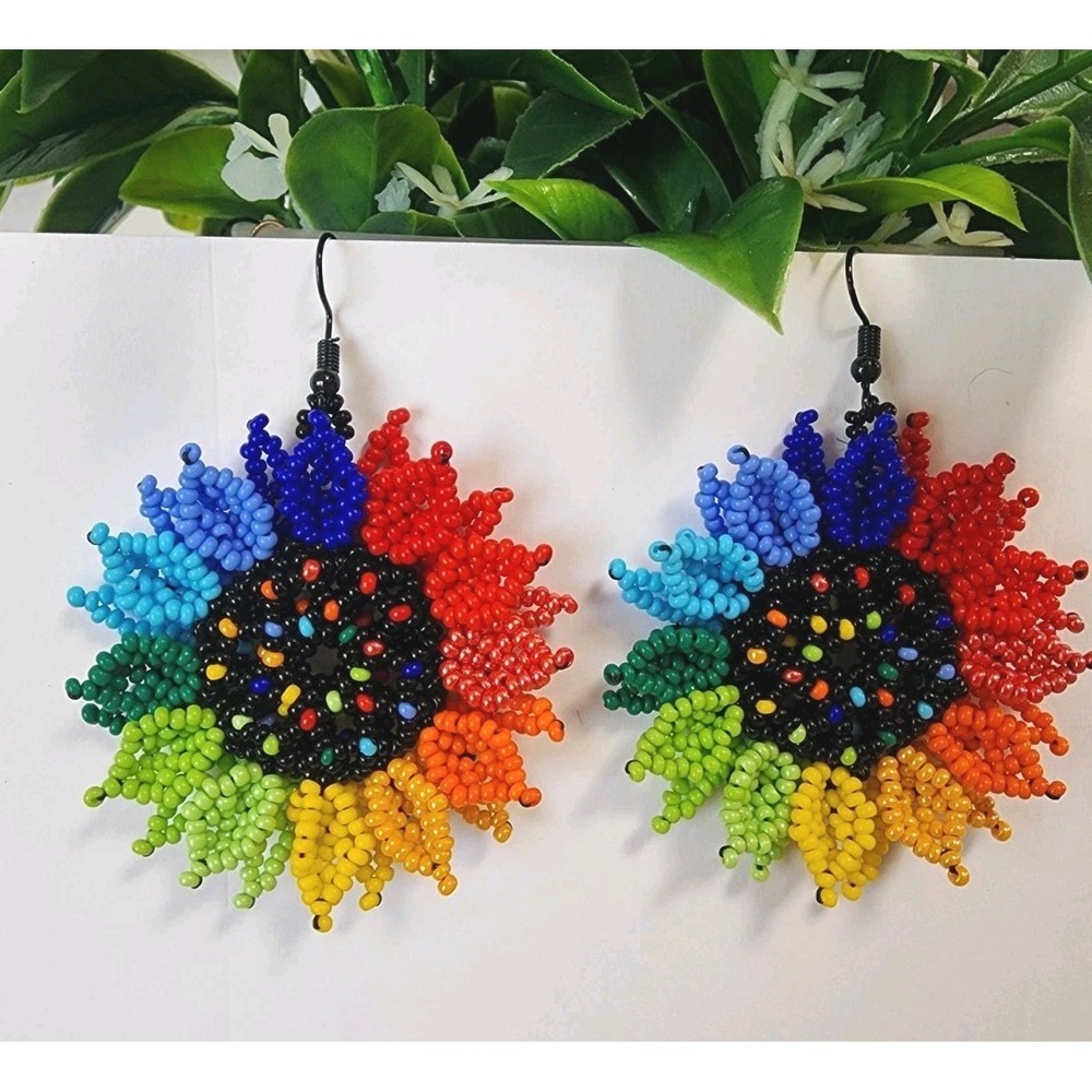Beaded  Sunflower Multicolor Women's Earrings